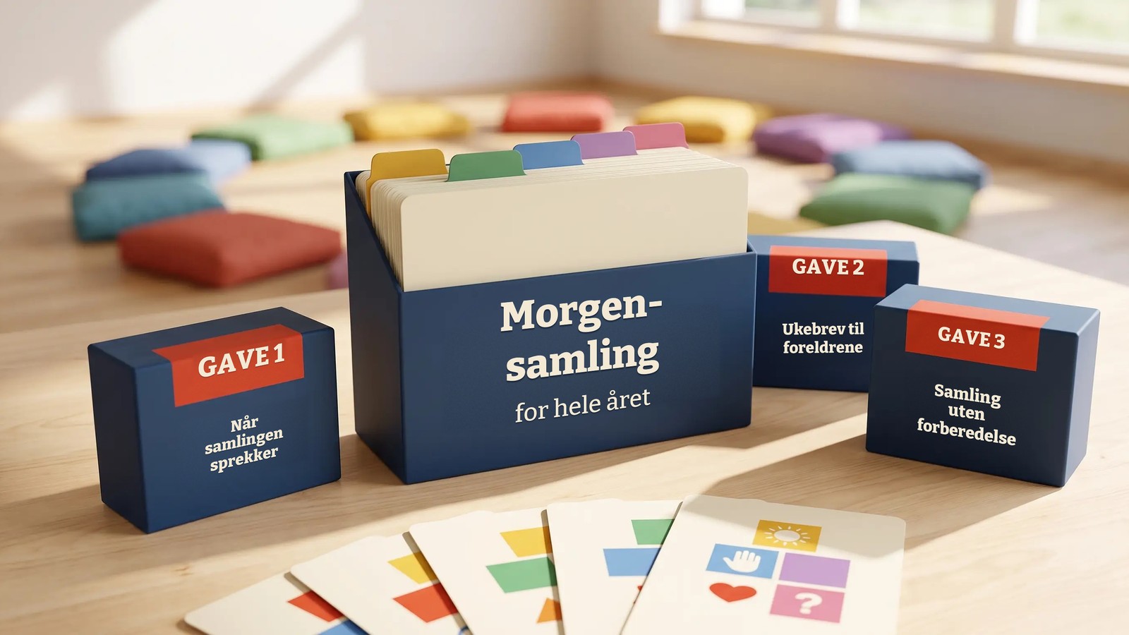 Morgensamling – boksen med 200 kort og de 3 gavene
